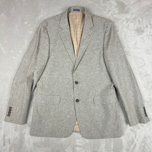 Stafford Linen Blend Sport Coat Mens 40R Tan Brown Classic Fit Blazer Preppy